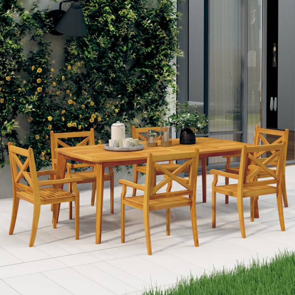 vidaXL Outdoor Dining Chairs Patio Dining Chair with Armrest Solid Wood Acacia-2