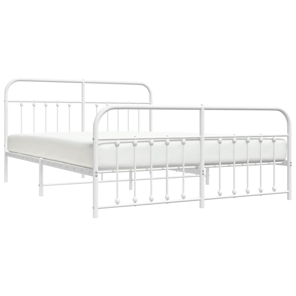 vidaXL Metal Bed Frame with Headboard&Footboard White 72"x83.9" California King-3