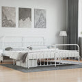 vidaXL Metal Bed Frame with Headboard and Footboard White 76"x79.9" King-0