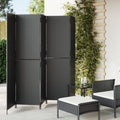 vidaXL Room Divider 5 Panels Black Poly Rattan-0