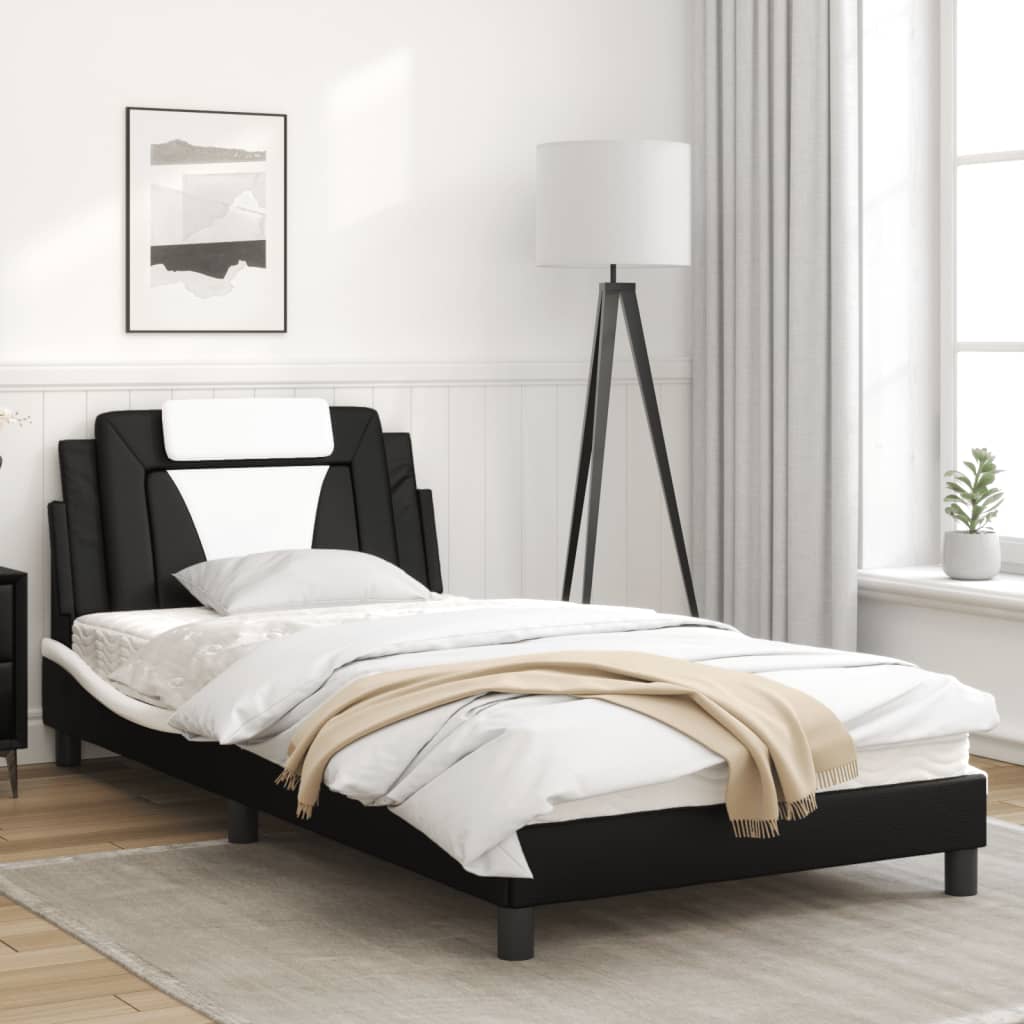 vidaXL Bed Frame with Headboard Curved Base Bedroom Furniture Faux Leather-2