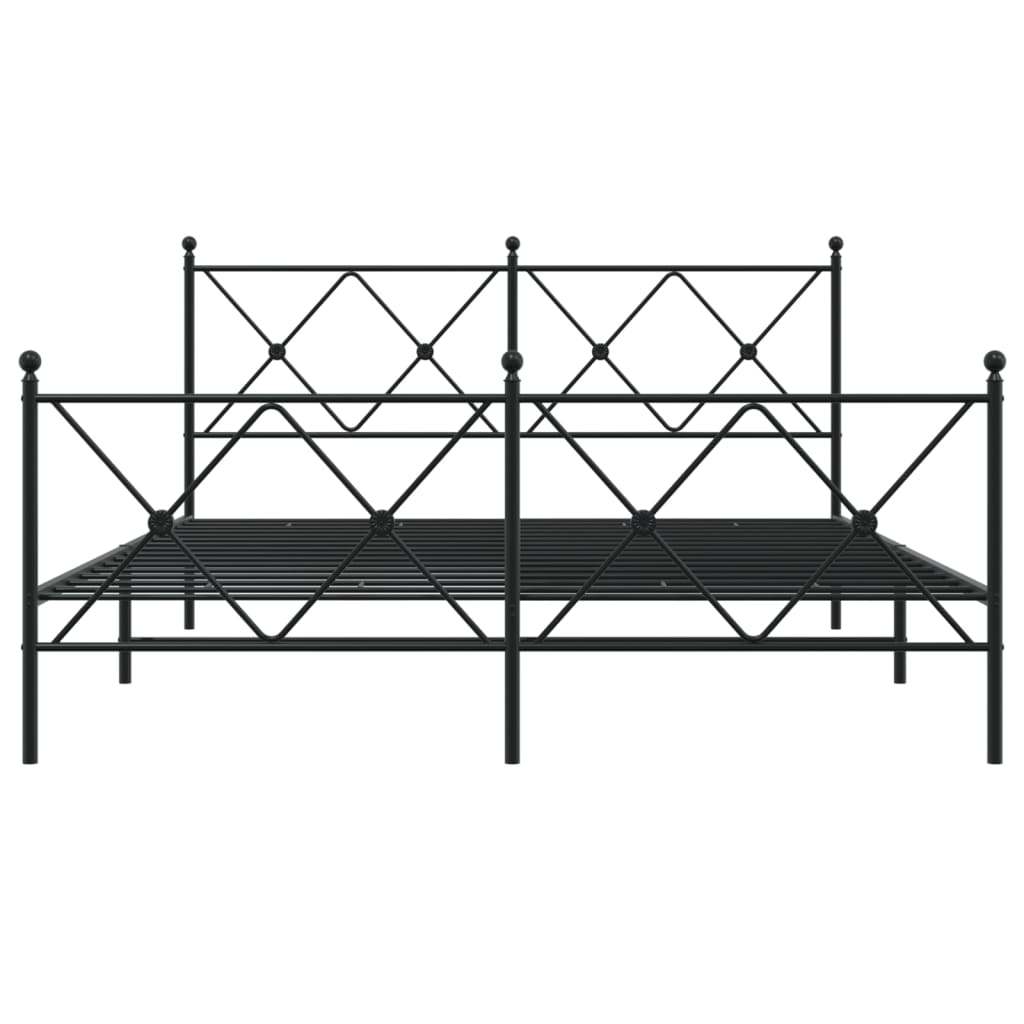 vidaXL Metal Bed Frame with Headboard and Footboard Black 59.1"x78.7"-2