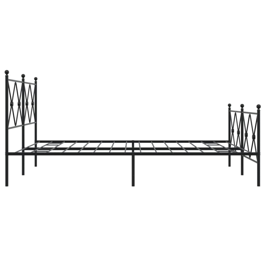 vidaXL Metal Bed Frame with Headboard and Footboard Black 59.1"x78.7"-3