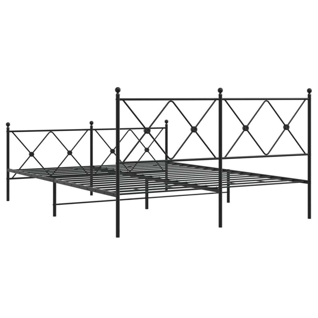 vidaXL Metal Bed Frame with Headboard and Footboard Black 59.1"x78.7"-4