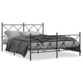 vidaXL Metal Bed Frame with Headboard and Footboard Black 59.1"x78.7"-0