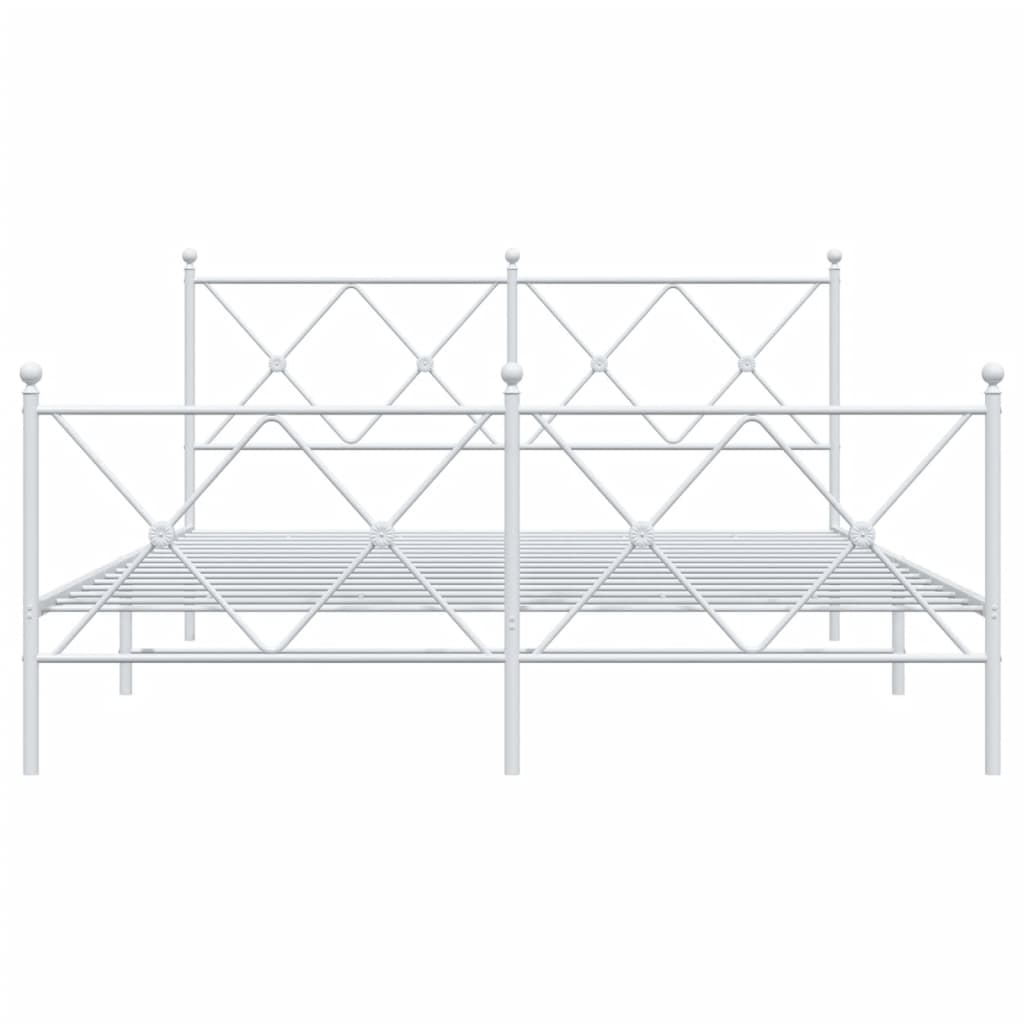 vidaXL Metal Bed Frame with Headboard and Footboard White 59.1"x78.7"-2