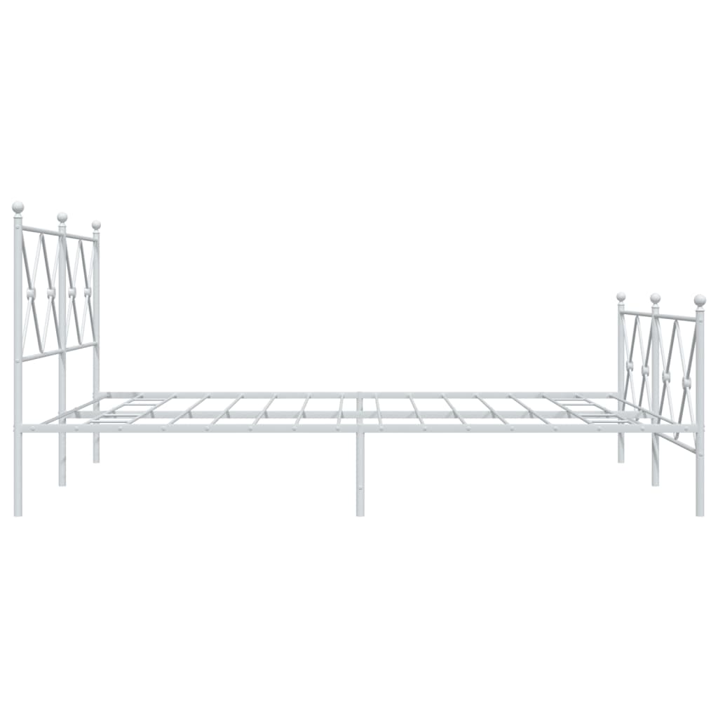vidaXL Metal Bed Frame with Headboard and Footboard White 59.1"x78.7"-3