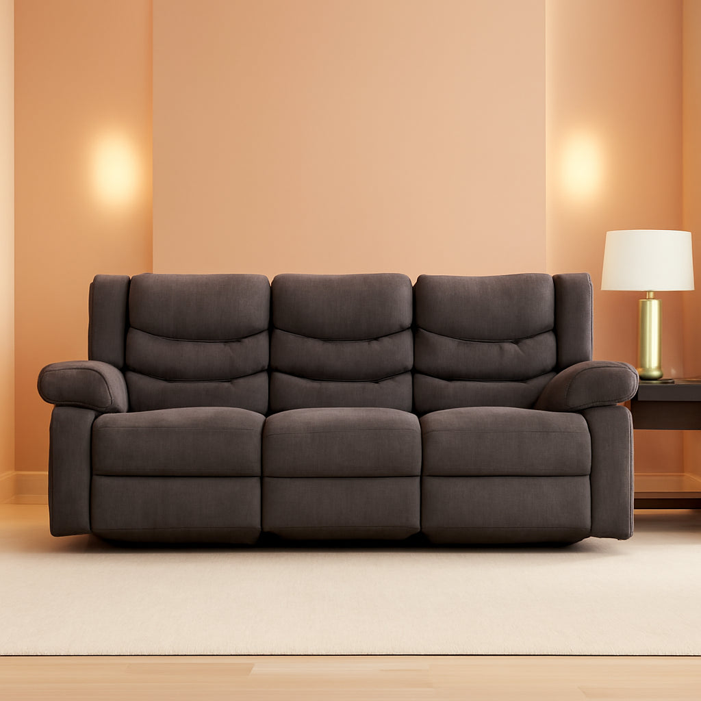 Gray Reclining Sofa With Waterfall Back For Living Room-0