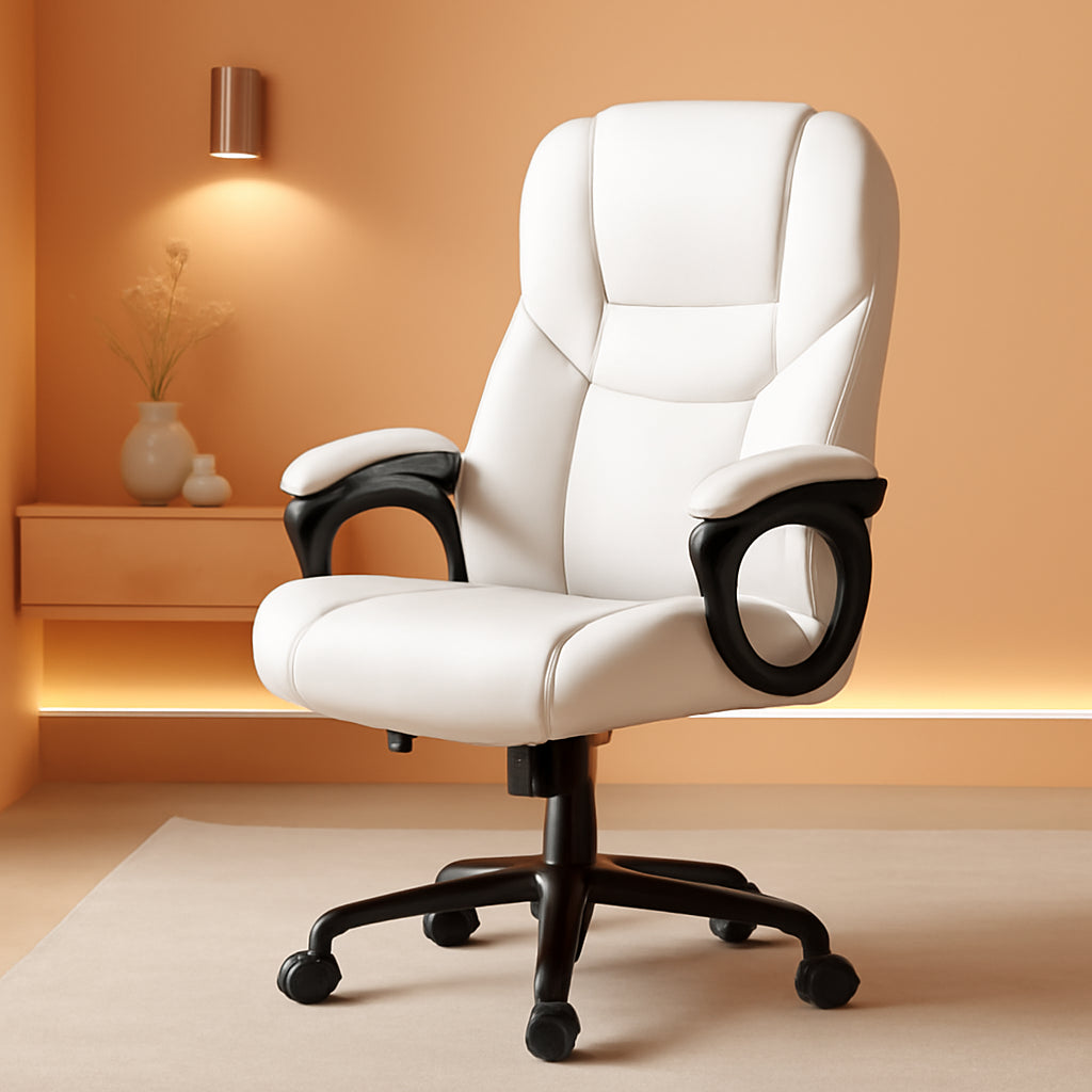 High Back Executive Chair White Ergonomic Office Chair-0