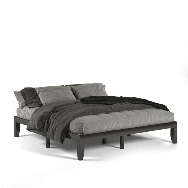 14 Inch Modern Rubberwood Chocolate Platform Bed in King Size-1