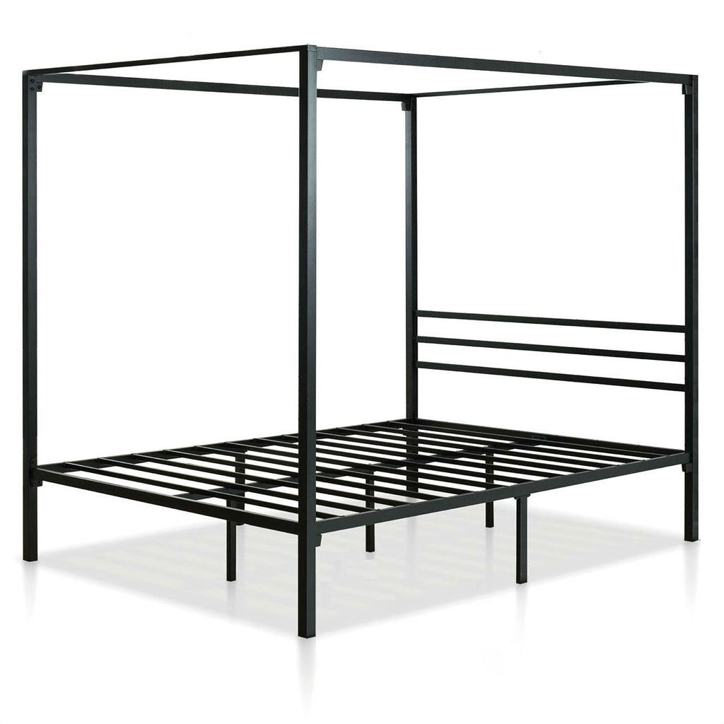 Full size Modern Black Metal Canopy Bed Frame-0