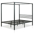Full size Modern Black Metal Canopy Bed Frame-0