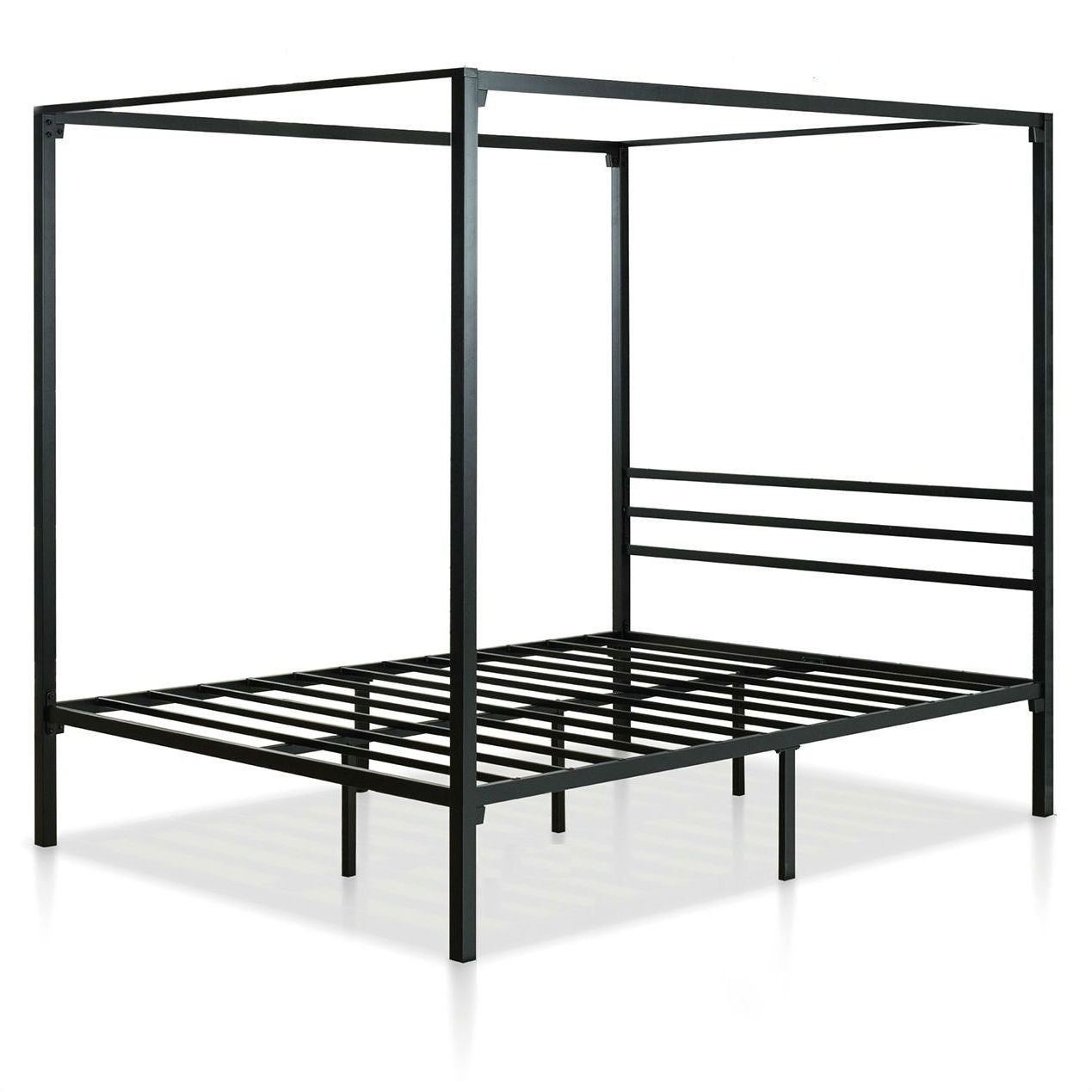 Full size Modern Black Metal Canopy Bed Frame-0
