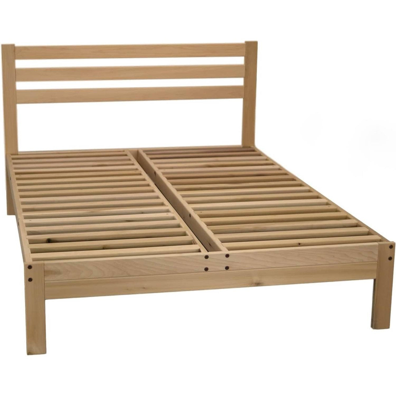 King size Solid Wood Platform Bed Frame with Slatted Headboard - Made in USA-2