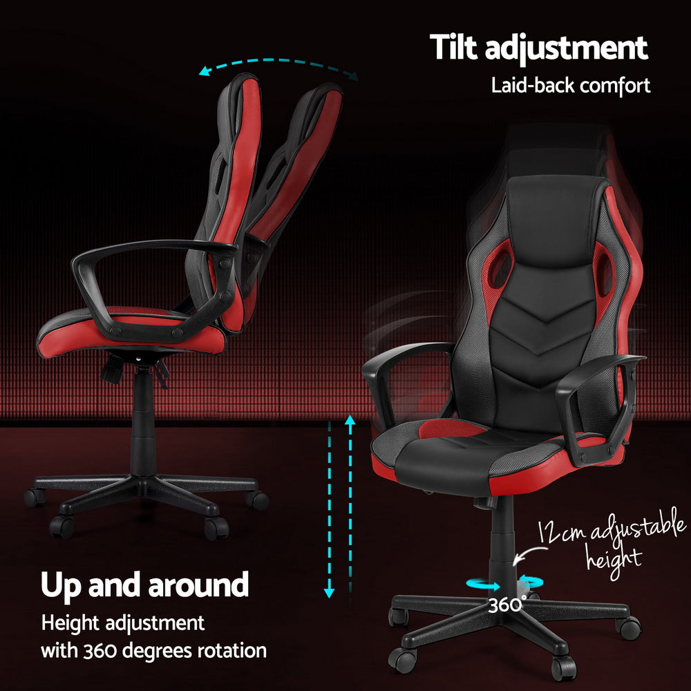 NNEDSZ Artiss Gaming Office Chair Computer Chairs Red-4