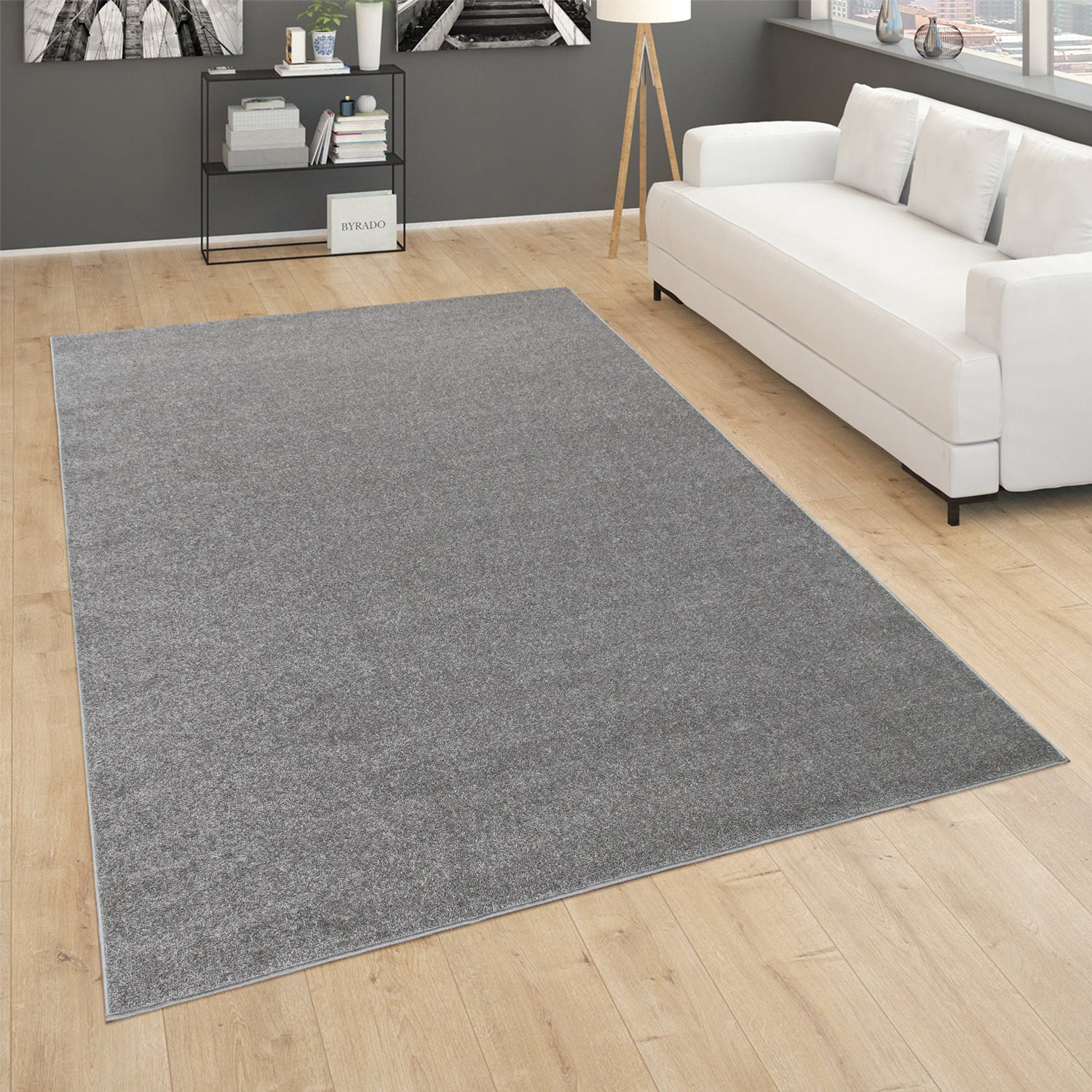 Solid Flatweave Rug Porto for Living Room - Anthracite-4