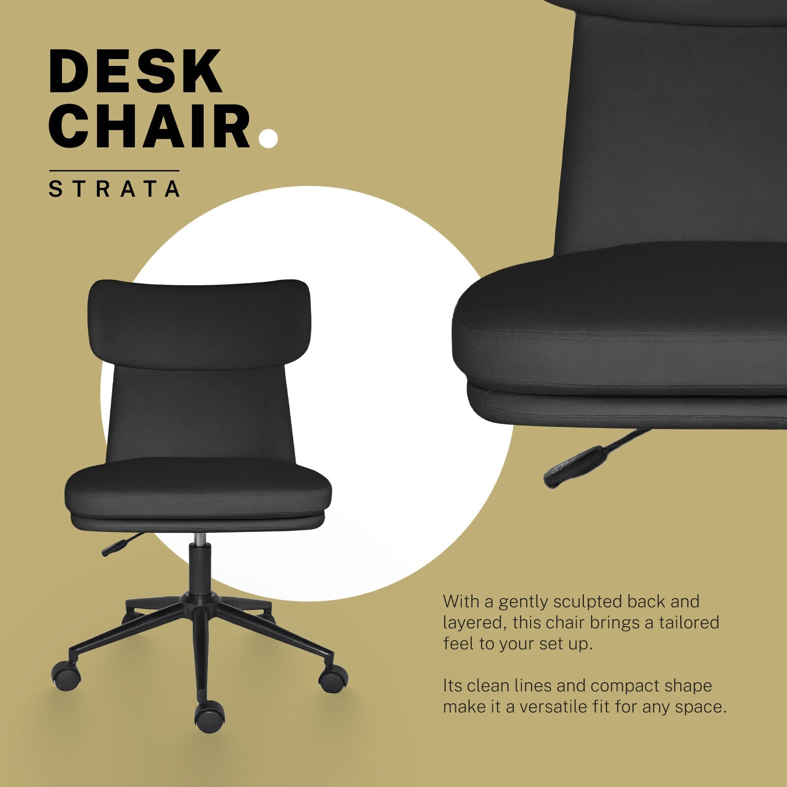 Office Desk Chair - PU Leather Home Office Swivel Chair Computer Seat BLACK-2