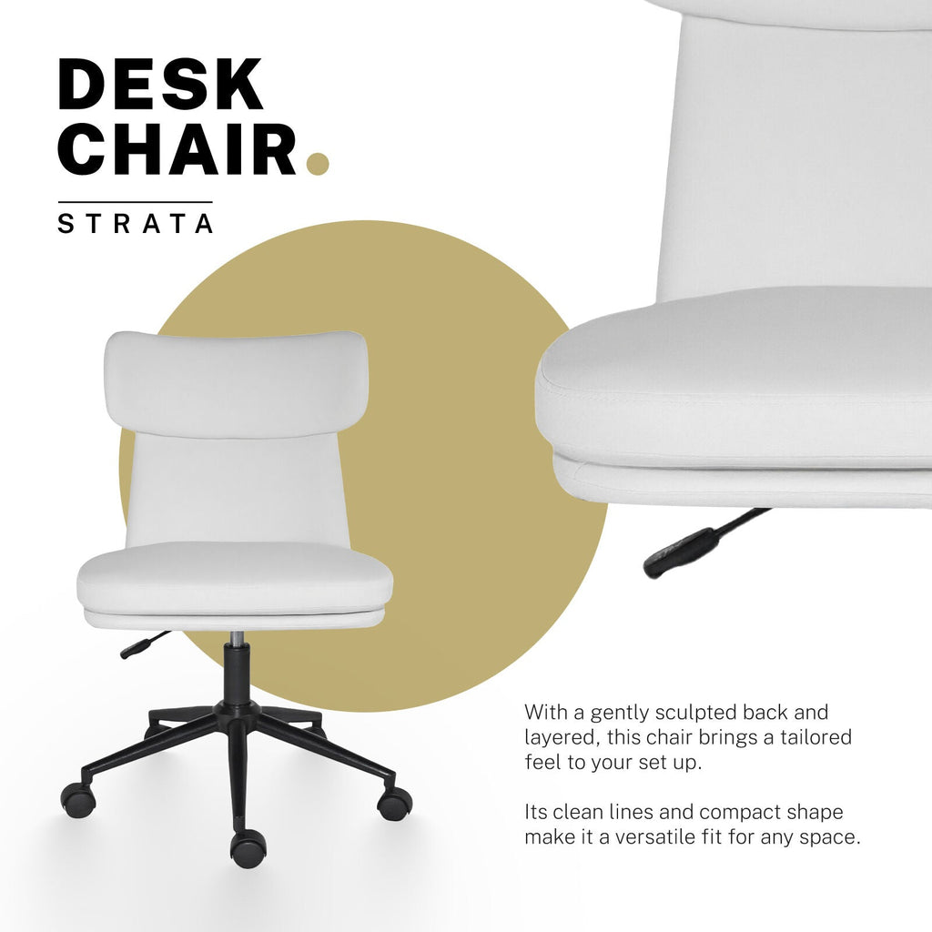 Office Desk Chair - PU Leather Home Office Swivel Chair Computer Seat WHITE-2