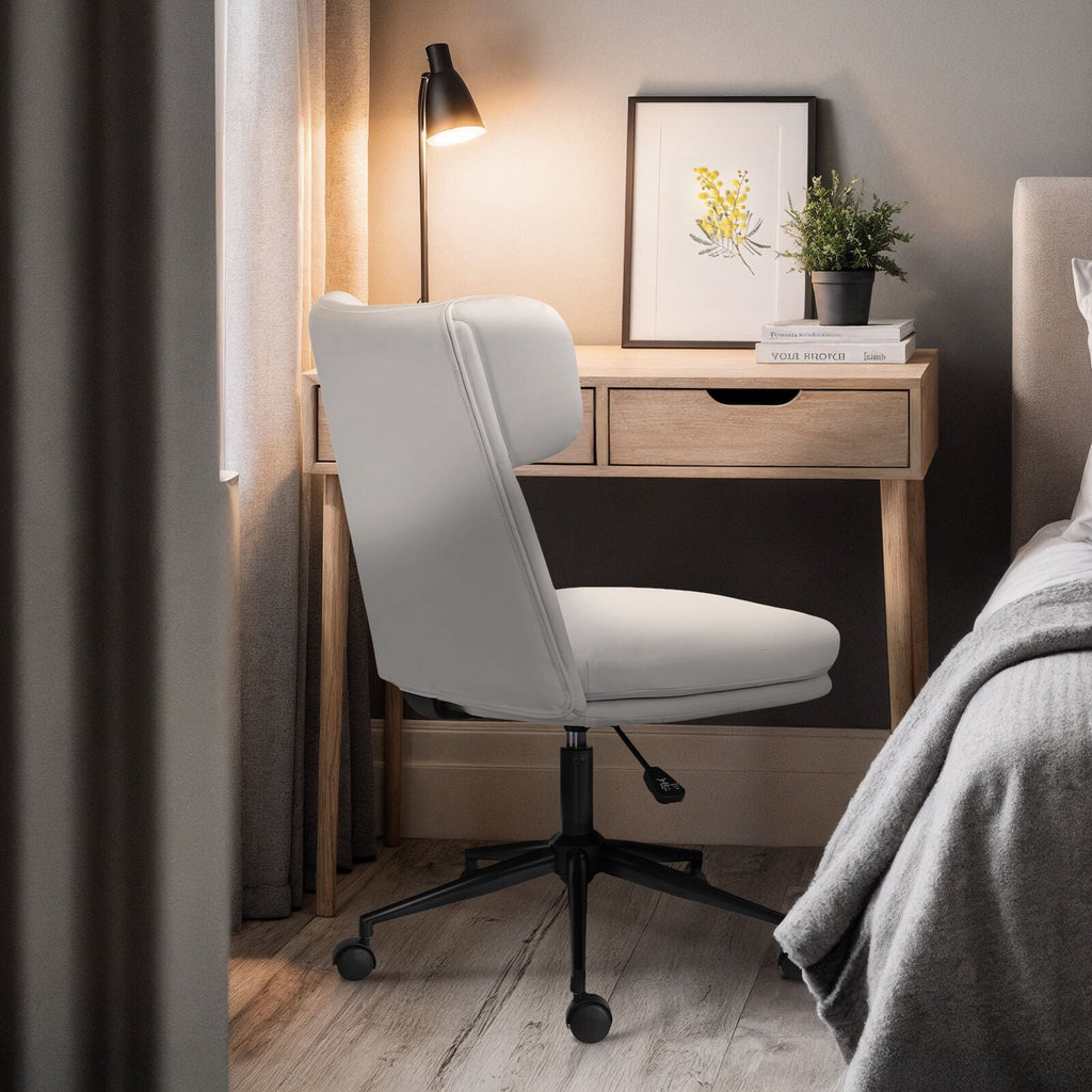 Office Desk Chair - PU Leather Home Office Swivel Chair Computer Seat WHITE-3