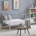 Twin size Classic Heavy Duty Steel Day Bed Frame in White Metal Finish-0