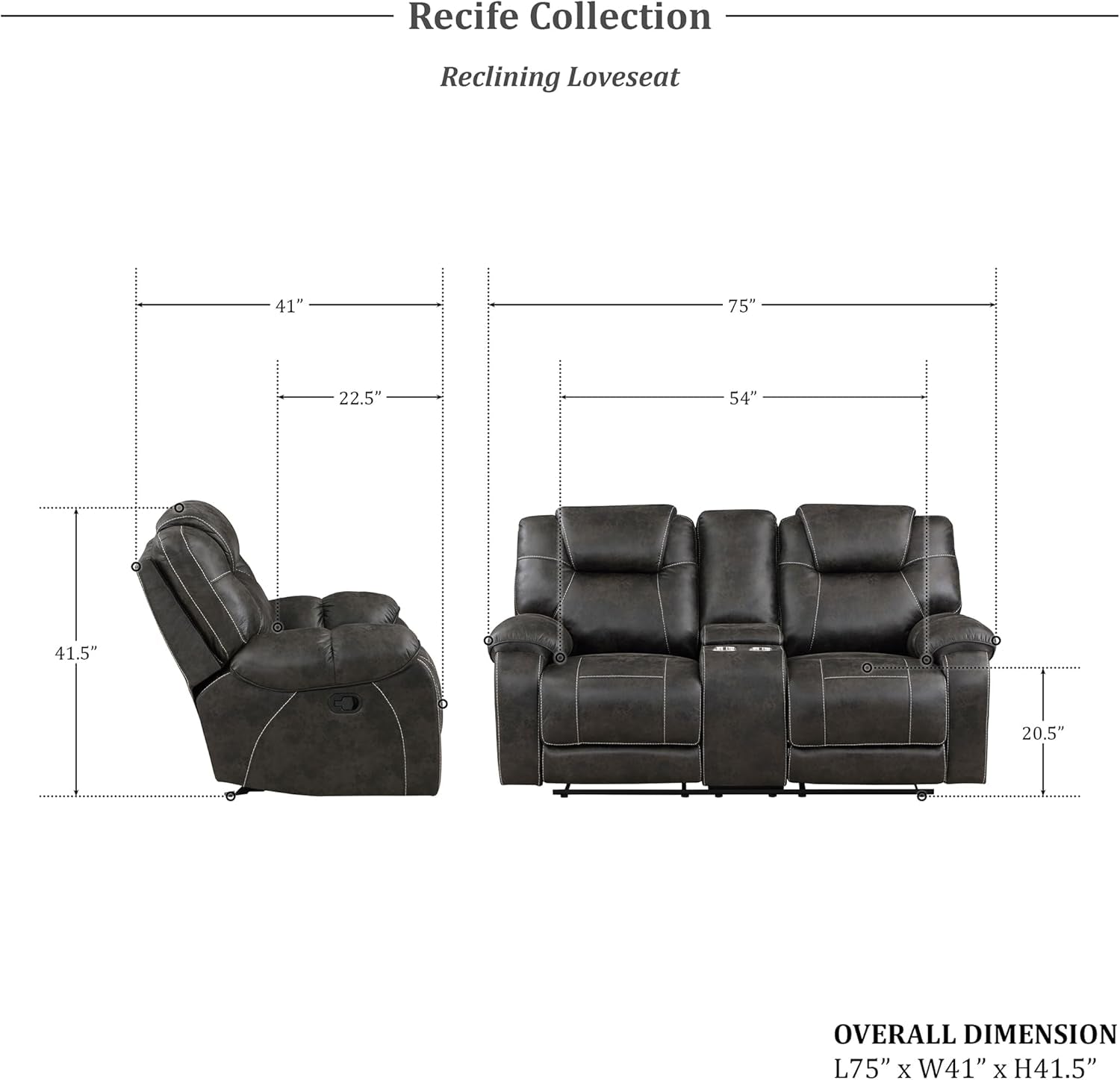 Recife 2-Piece Reclining Living Room Sofa Set Chocolate-1