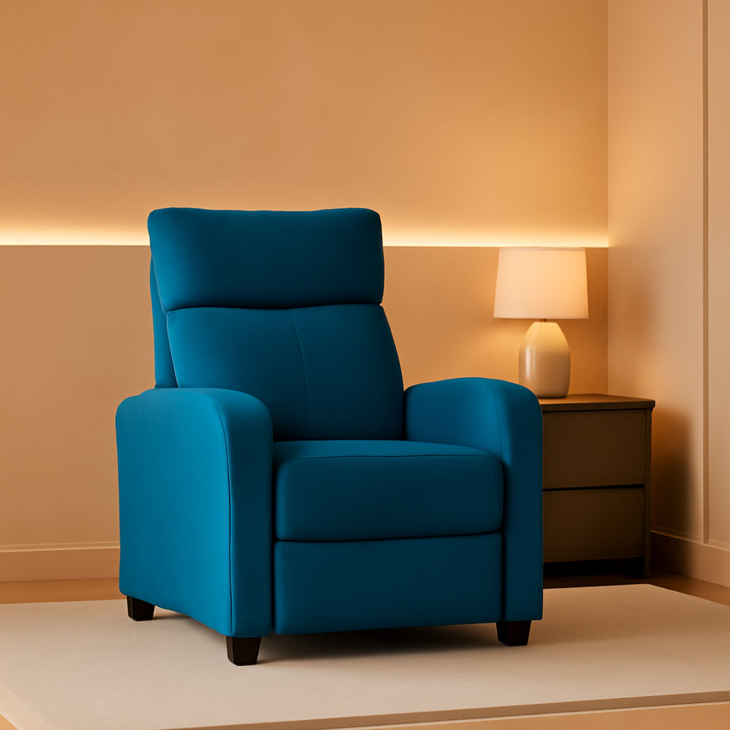 Blue Fabric Recliner Chair For Living Room Comfort-0