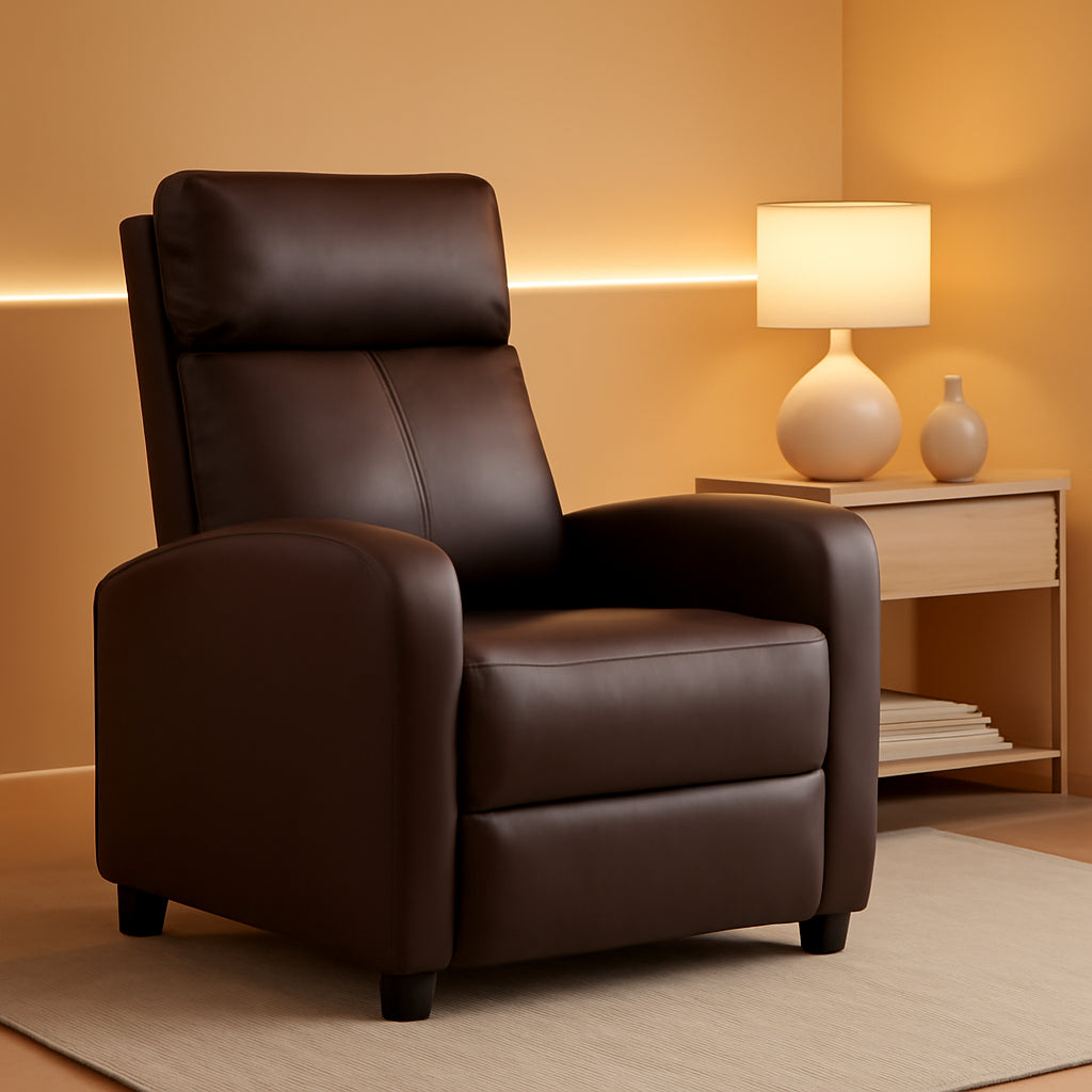 Recliner Chair Brown Adjustable Living Room Armchair-0