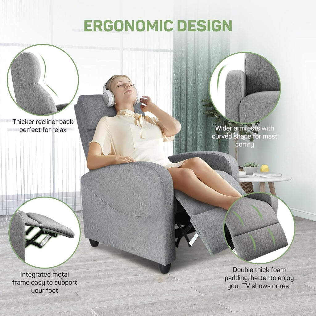 Massage Recliner Chair With Lumbar Support For Living Room-3