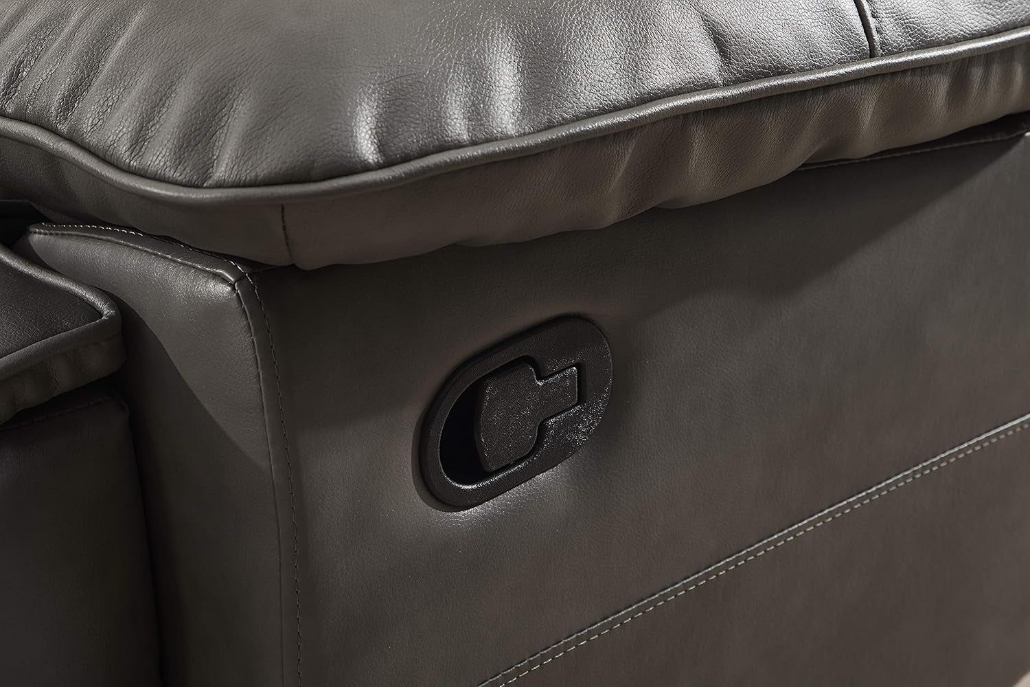 Bonded Leather Reclining Loveseat Sofa Set Grey Living Room-3