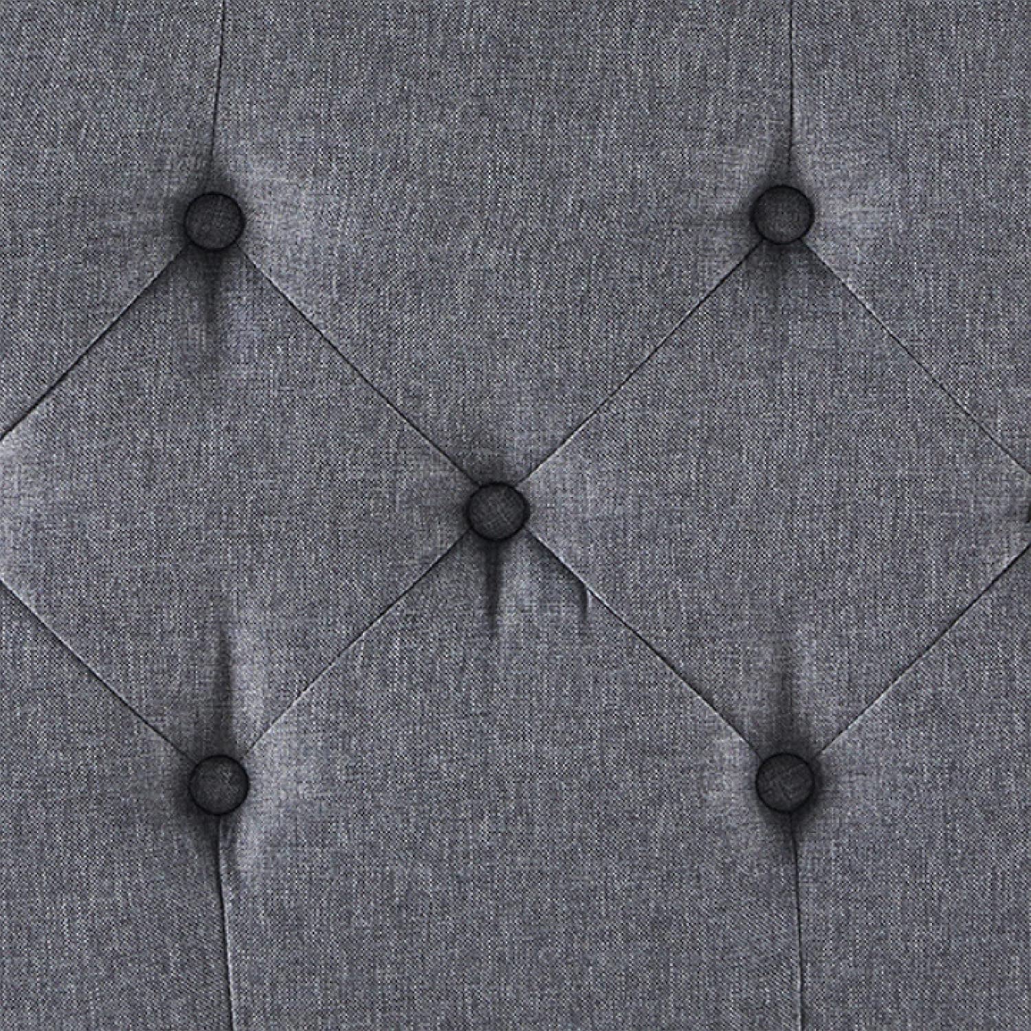 Grey Button Tufted Storage Ottoman For Living Room-1