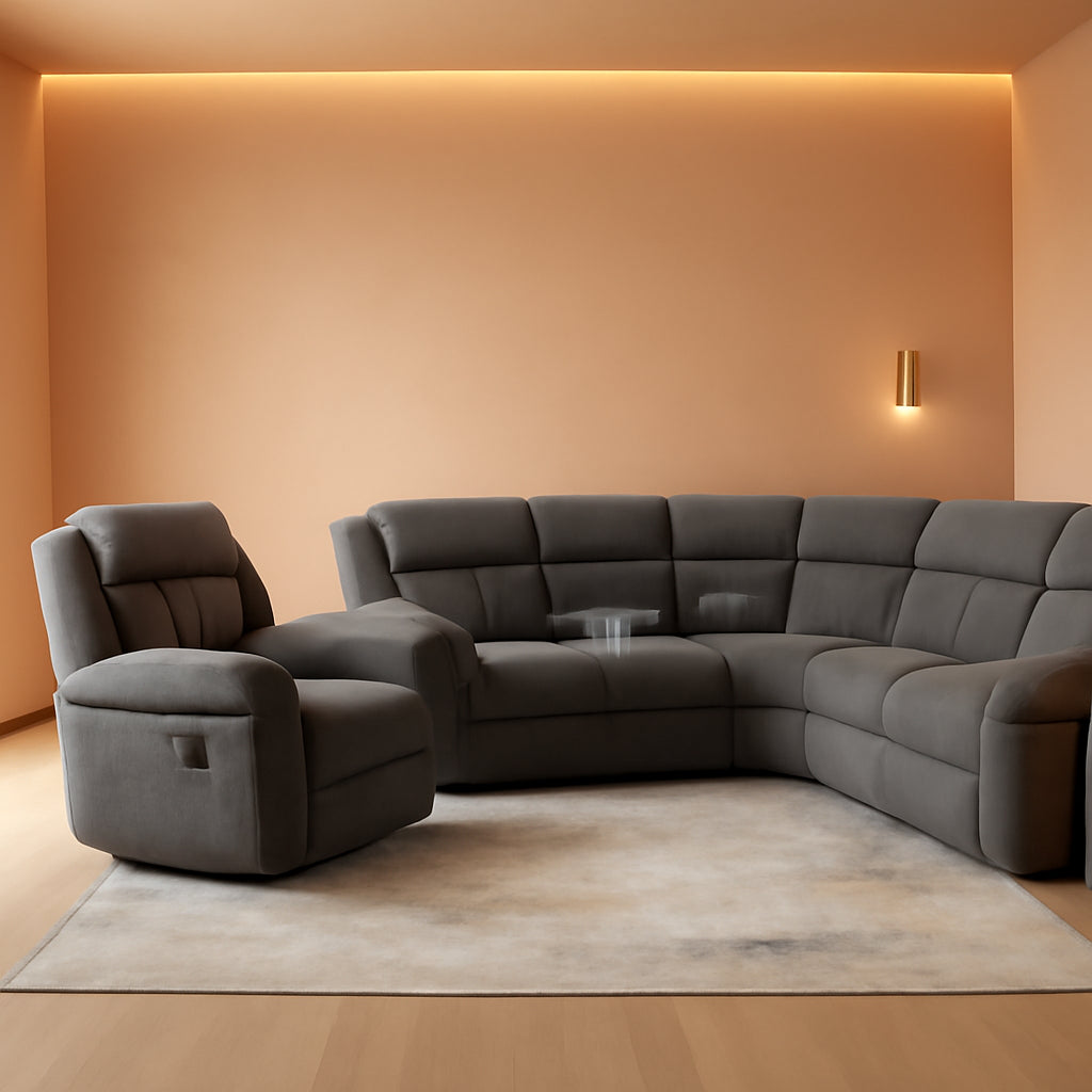 Bahrain 6 Piece Charcoal Motion Sectional Sofa Living Room-0