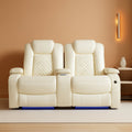 Living Room Set Leather Sofa Power Recliner Creamy White-0