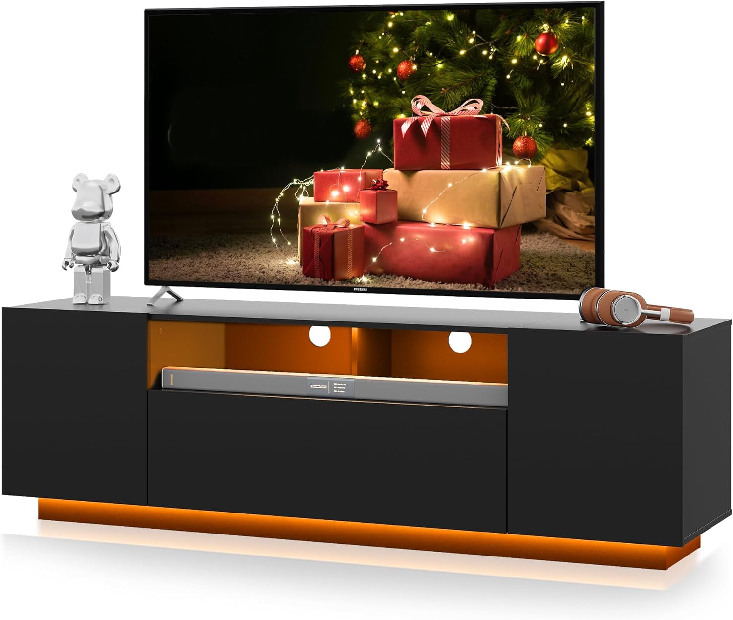 Black 58-Inch TV Console For Living Room Entertainment-1