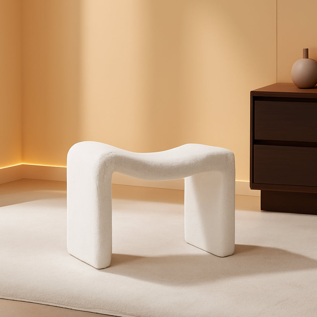 Large White Ottoman Footstool Multifunctional Living Room-0