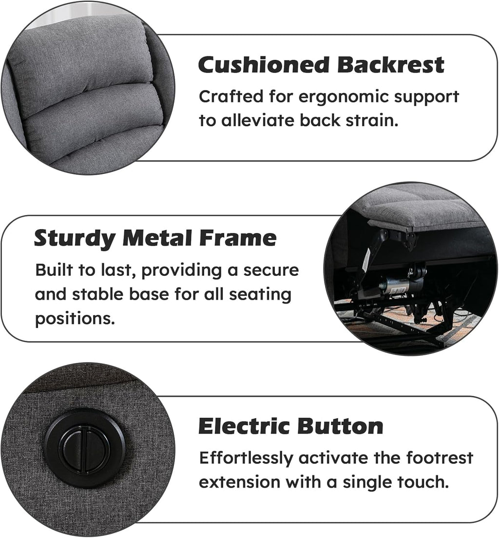 Oversized Grey Electric Recliner Chair For Living Room-2