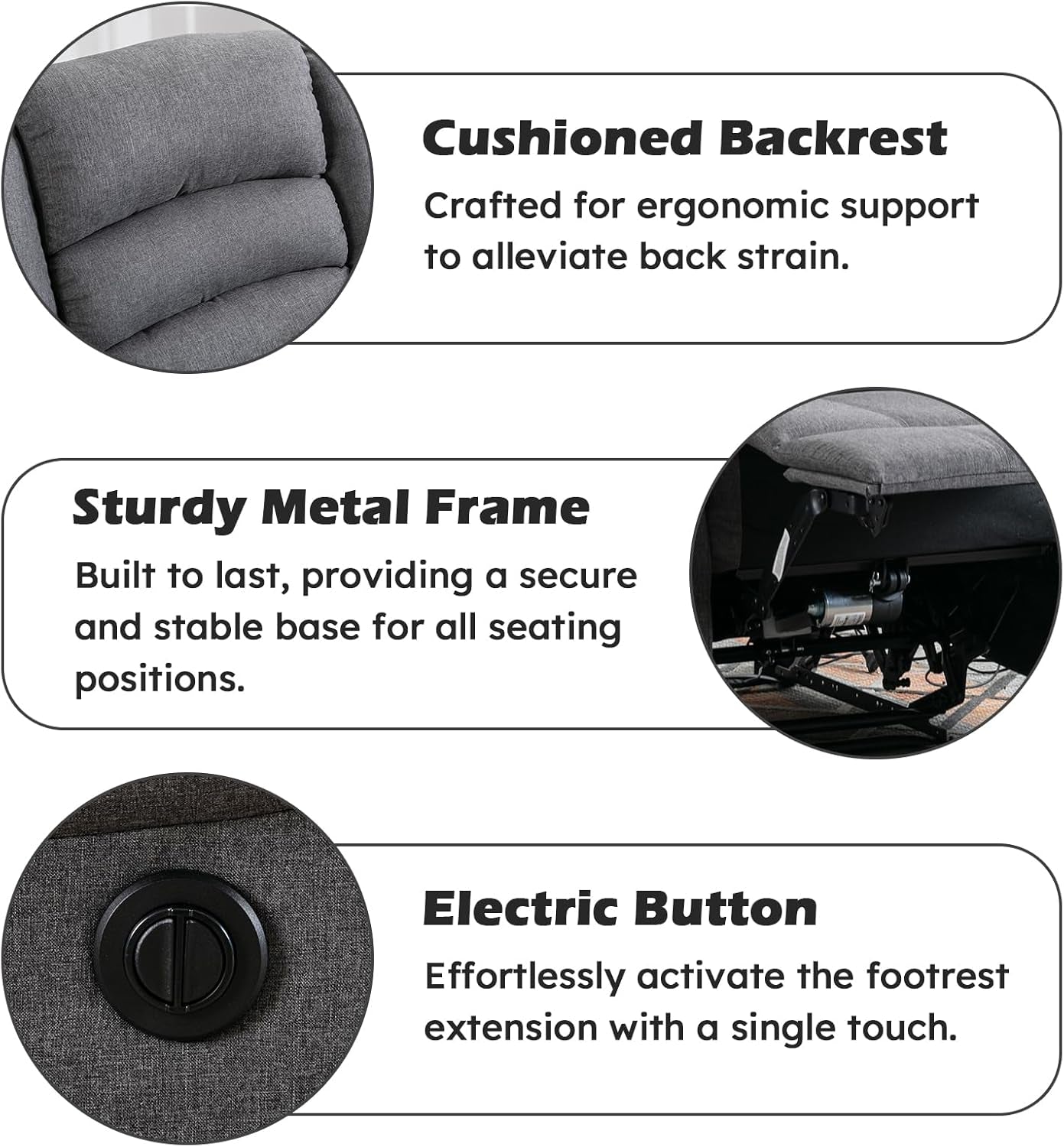 Oversized Grey Electric Recliner Chair For Living Room-2