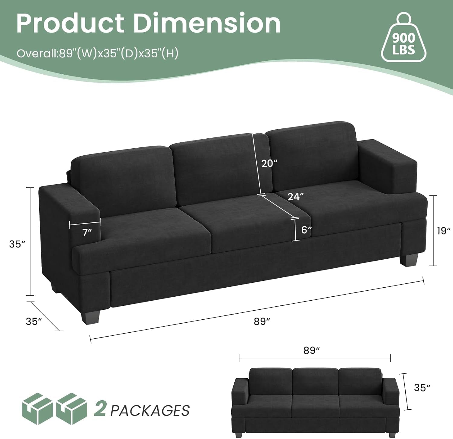 Comfy Modern Sleeper Couch Set for Living Room-2
