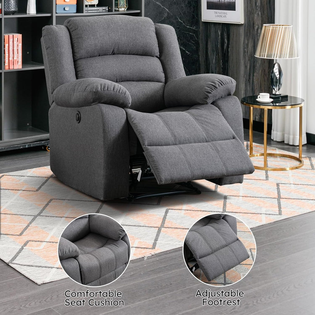 Oversized Grey Electric Recliner Chair For Living Room-4
