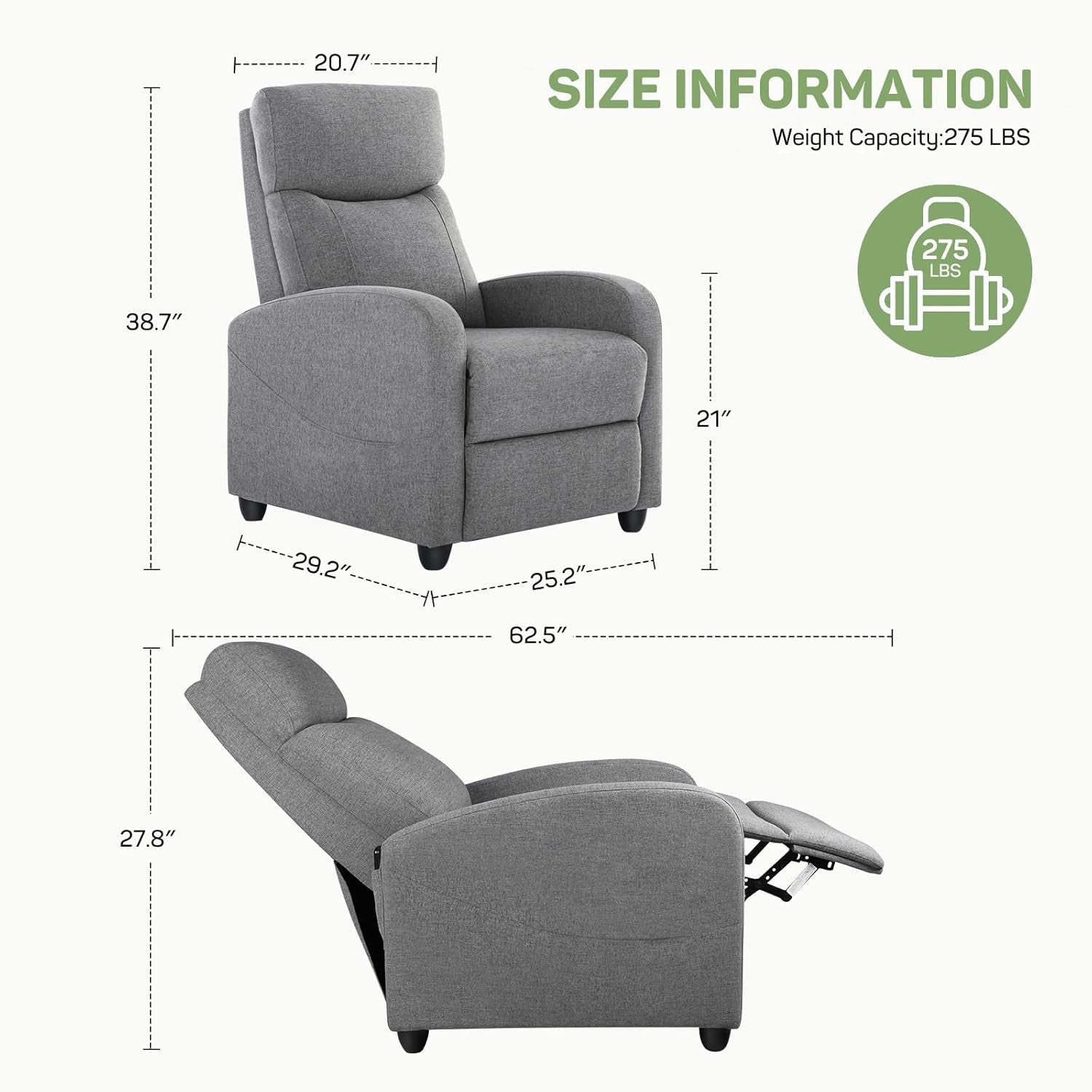Massage Recliner Chair With Lumbar Support For Living Room-1