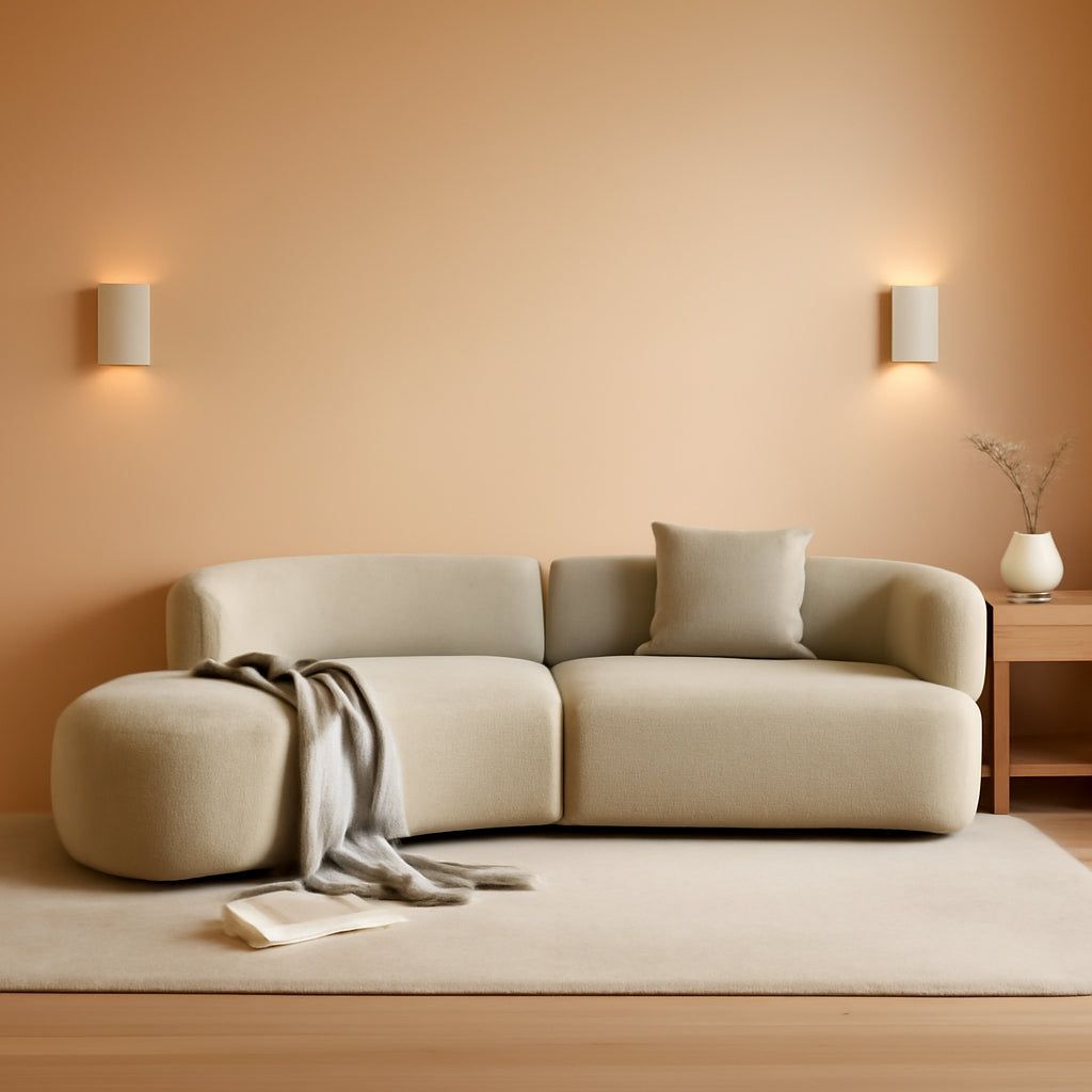 Light Coffee Curved Sectional Sofa For Living Room-0