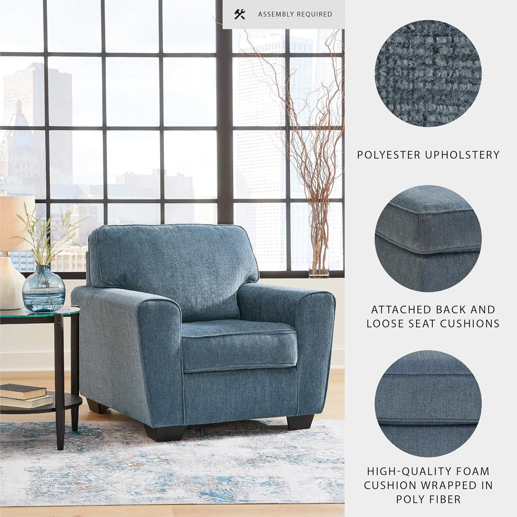 Modern Upholstered Accent Chair In Blue For Living Room-3