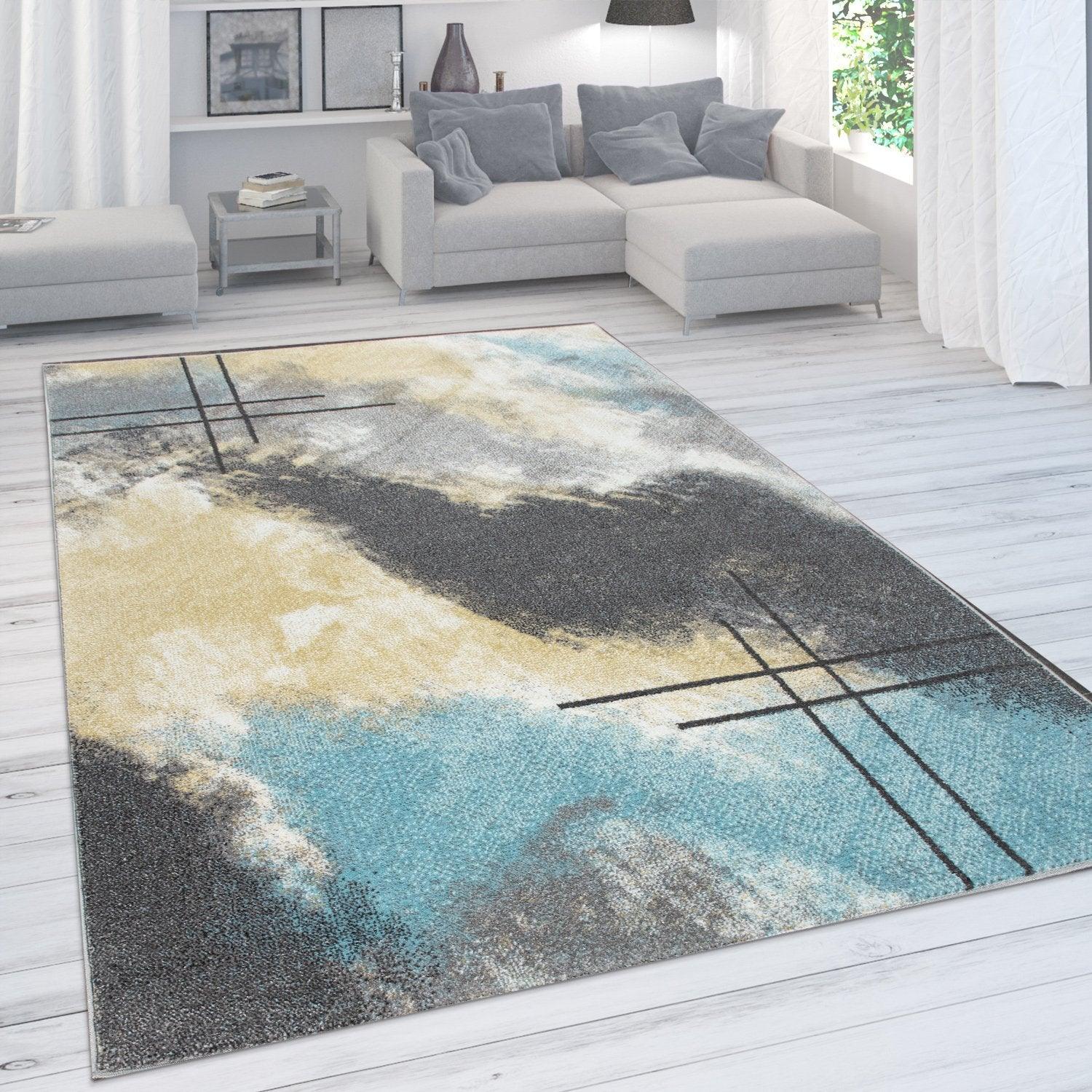 Designer Rug For Living Room, Pastel Colours, Colour Gradients, Abstract In Yellow-0