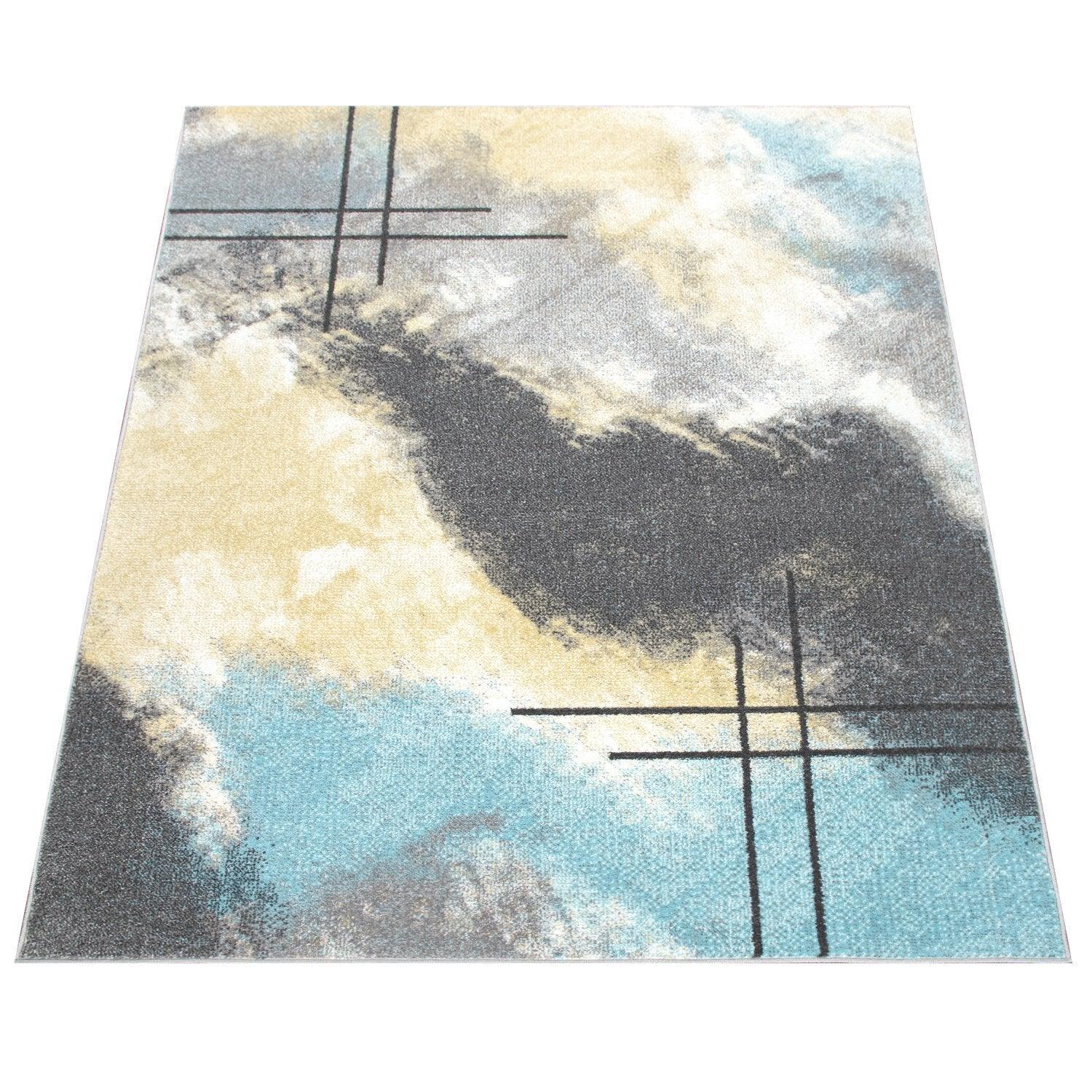 Designer Rug For Living Room, Pastel Colours, Colour Gradients, Abstract In Yellow-1