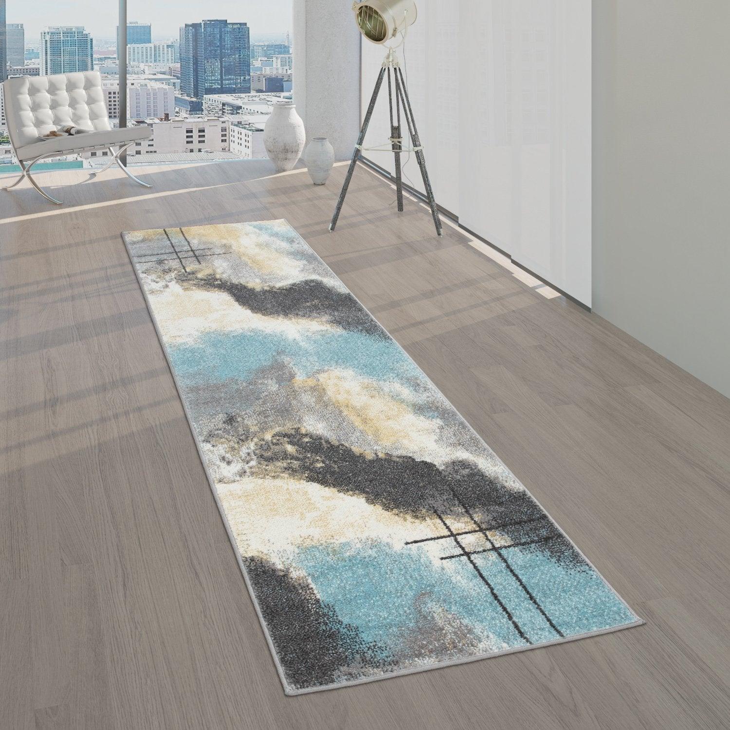 Designer Rug For Living Room, Pastel Colours, Colour Gradients, Abstract In Yellow-2
