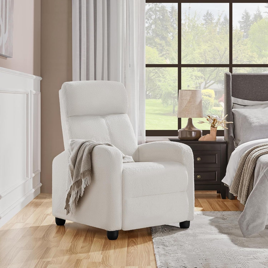 Cream Boucle Adjustable Recliner Chair For Living Room-1