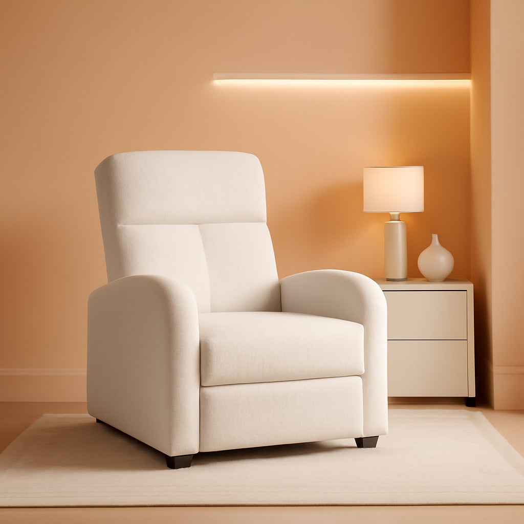 Cream Boucle Adjustable Recliner Chair For Living Room-0