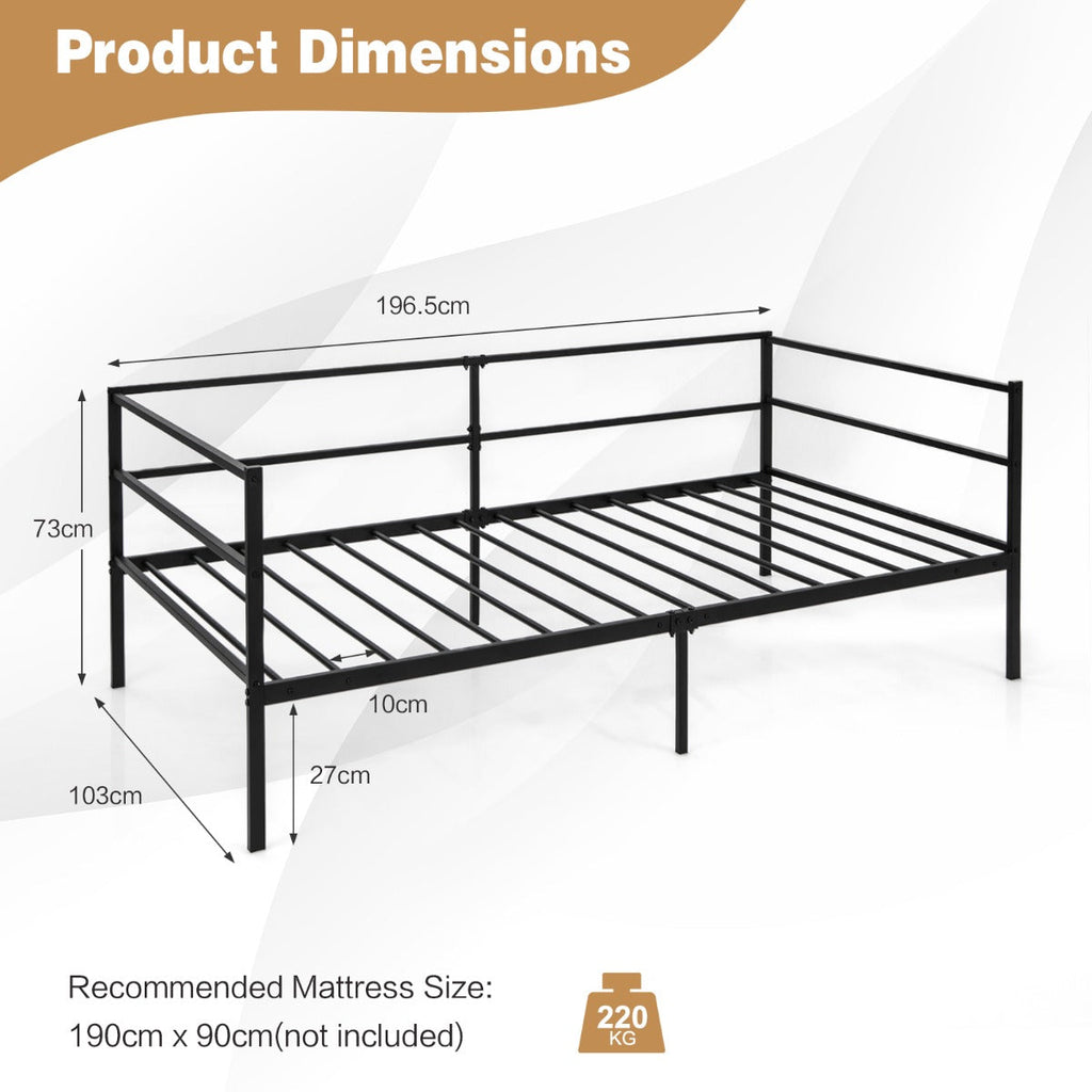 NNECW Single Size Metal Daybed Frame for Living Room and Guest Room-3