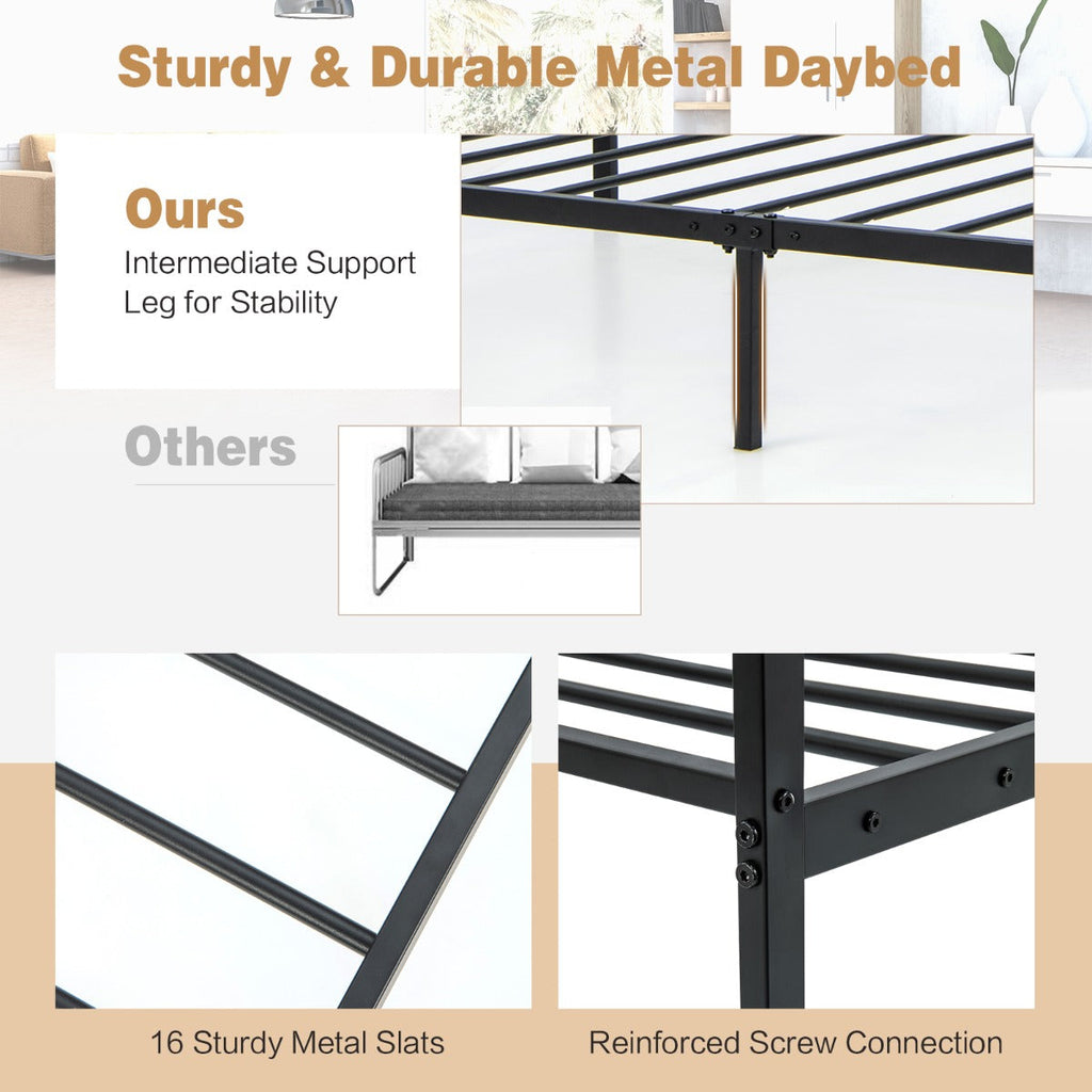 NNECW Single Size Metal Daybed Frame for Living Room and Guest Room-4