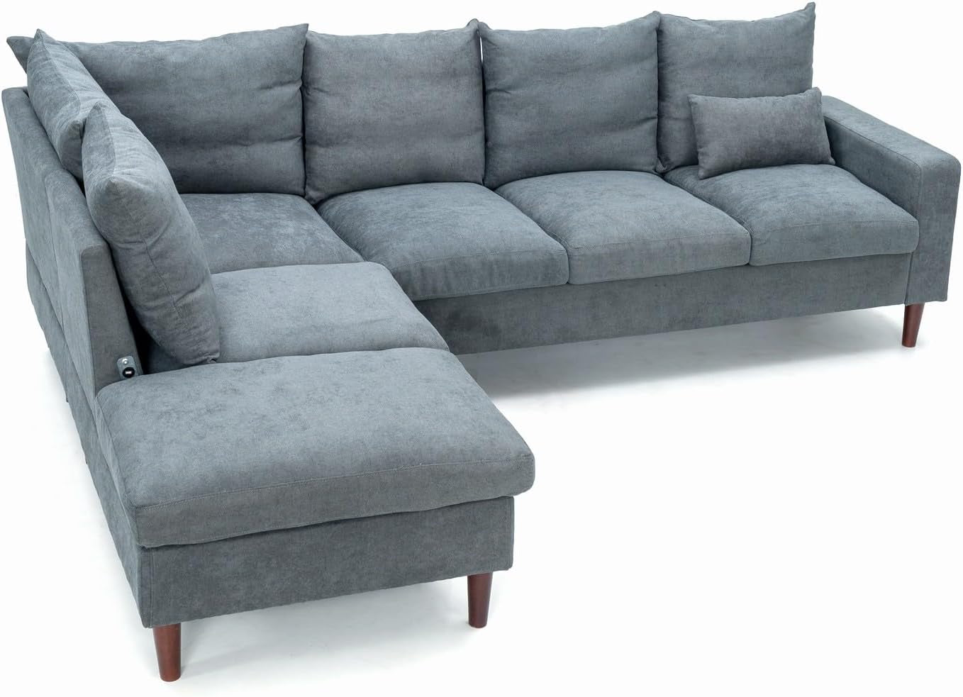 Sectional Sofa Grey Left Facing Chaise Living Room-4