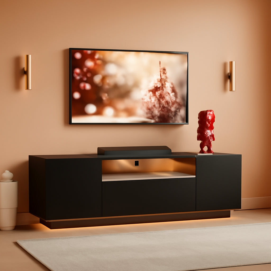 Black 58-Inch TV Console For Living Room Entertainment-0